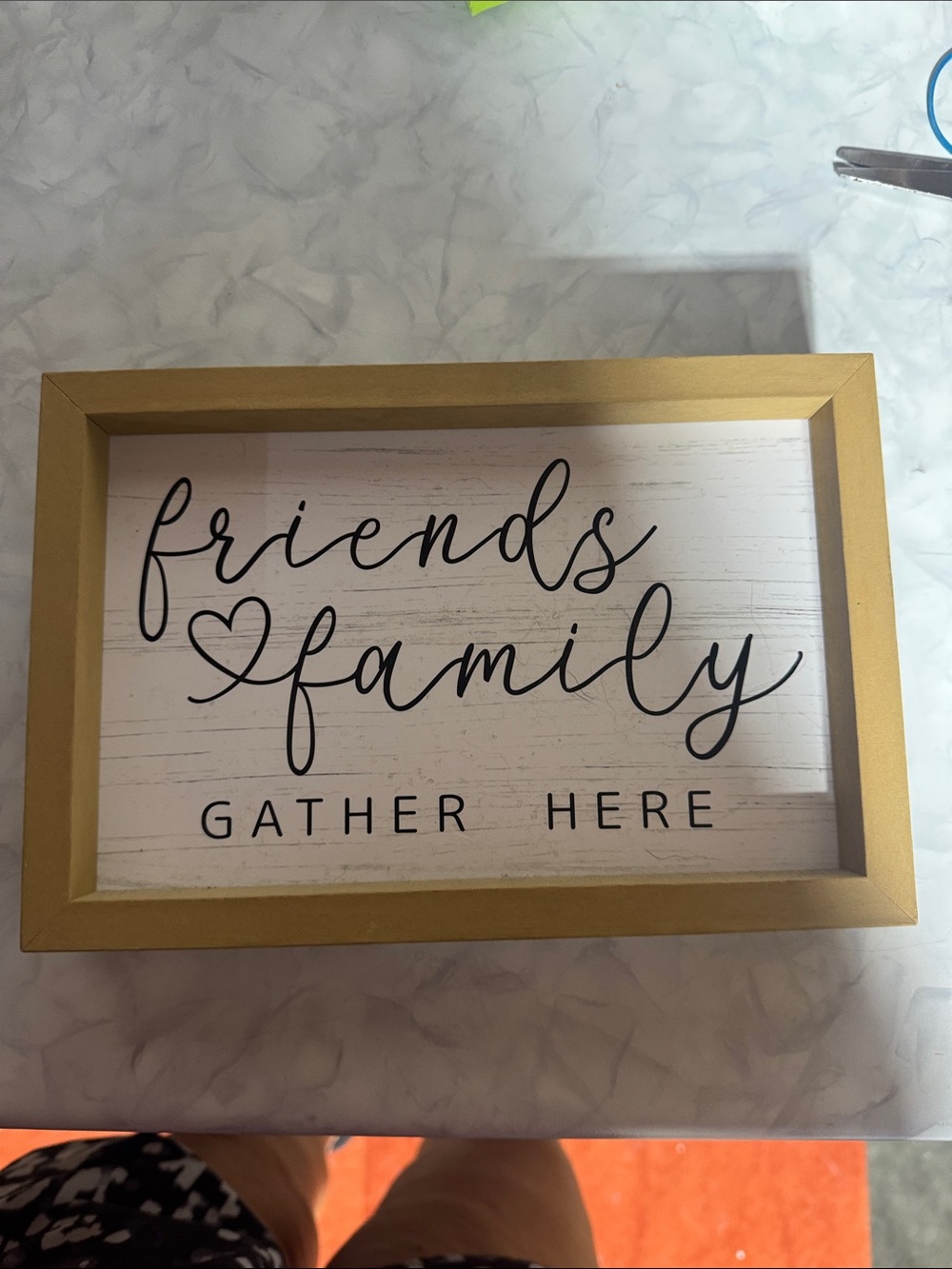 Gold Framed 'Friends ♥ Family' Wall Sign - Gather Here double sided